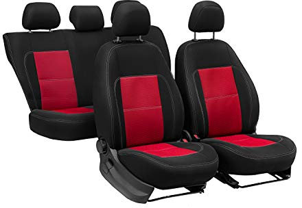 ERJOT Autositzbezüge kompatibel mit Renault Kangoo Rot maßgefertigte modellspezifische Sitzbezüge Komplett Set