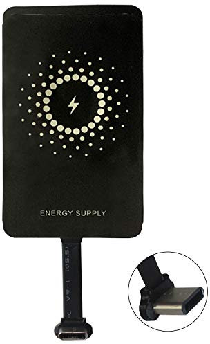 MyMAX - USB tipo C 1300mA Magic Tag Qi Receptor de Carga inalámbrico y Adaptador, Compatible con Google Pixel, Samsung, Huawei, LG, Sony, Motorola, Nokia, etc (larga, plástico)