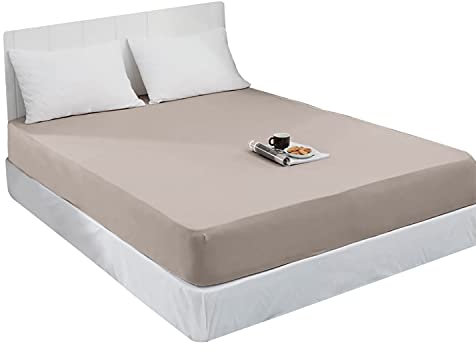 Mixibaby Spannbettlaken Jersey Spannbetttuch 100% Baumwolle Bettlaken Spannbettuch Laken 28 Farben, Größe:160 x 200 cm, Farbe:Beige