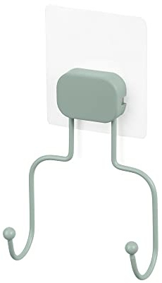 Compactor - Gancho adhesivo doble de pared, metal recubierto, reposicionable, verde, 10 x 5 x 18 cm (Talla M)