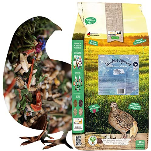 WachtelGold® Wachtel Spezial Winter 10 kg – Naturnahes Alleinfutter für Wachteln im Herbst & Winter – Mit Winterkomplex, Schwarzkümmel, Fichtennadeln, Anis & Zimt
