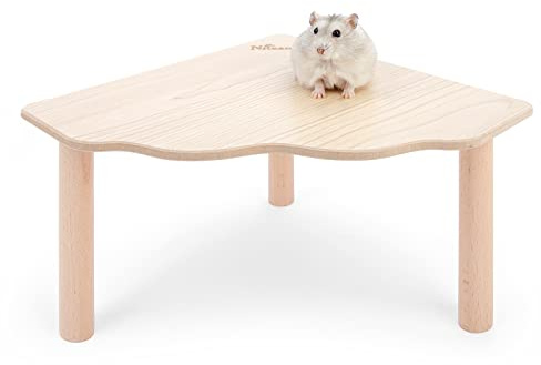 Niteangel Plateforme en Bois de Jeu pour Hamsters Nains syriens, gerbilles, Souris dégus ou Autres Petits Animaux (Triangle - Hauteur de 4,7 Pouces, Burlywood)