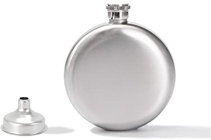 OHYER 5 Once Boccetta da Vino Portatile in Acciaio Inossidabile Mini Portatile Fiaschetta Tascabile Fiasco di Vino Rotonda Boccetta da Whisky con Imbuto per Conservare Whisky Vino il Campeggio Viaggi