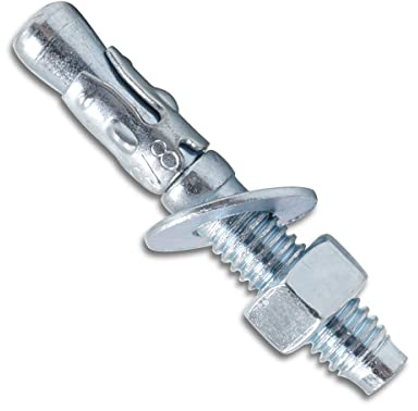 ini moni 3/8 x 2-1/2 Wedge Anchor, Concrete Anchors zinc Plated, Heavy Duty Expansion Bolt Fasteners for high Strength Concrete Bricks/Blocks, Natural Stone, 20 pcs
