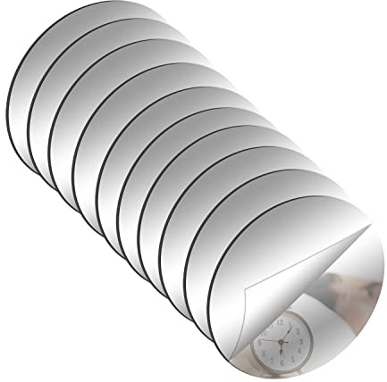 DARENYI 10 Piezas Espejos Redondos Acrílicos Redondos Sin Cristal 10cm Decoración de la Pared Espejo de Pared Espejo Adhesivo para Dormitorio, Sala de Estar, Oficina, Apartamento, (Grosor 2 mm)