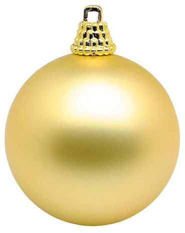 Deco Woerner Matte, goldene Weihnachtskugeln aus Plastik, 10 cm Ø - 6 Stück