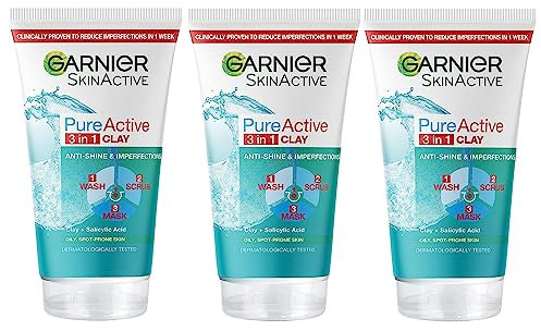 Garnier Skin Active 3in1 Reinigung + Peeling + Maske Anti Pickel, 3er Pack (3 x 150ml)