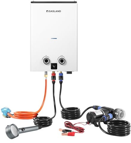 GASLAND Go Shower Series Gas Water Heater G10 Pro,Ultra Slim Portable Outdoor 10 liters Gas Boiler with Water Pump,Butane (28-30 mbar)/ Propane (37 mbar),LPG Shower for Camping,RV,Barn