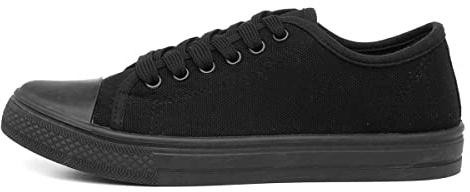 Red Fish Womens Black Lace Up Canvas Shoes
