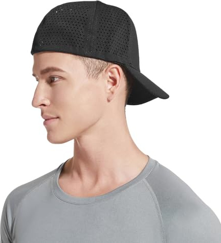 KCZAKA 5 Panels Stretch Full Closed Baseball Caps Mens High Crown Mesh Breathable Fitted Cap Wide Brim Trucker Hats Q2425