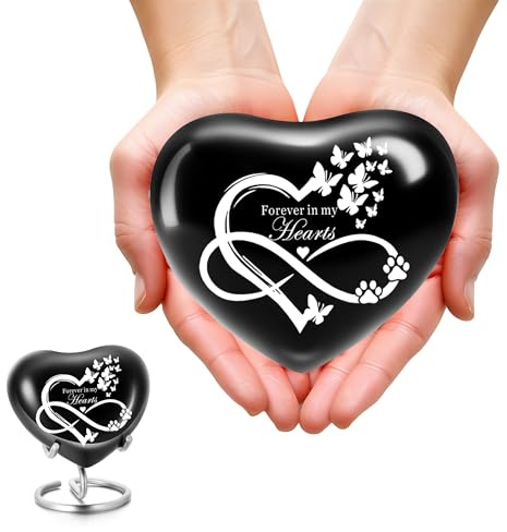 QGJNSGC Urne en forme de cœur pour cendres humaines - Petites urnes pour cendres d'animaux de compagnie - Urne en forme de cœur pour chat et chien - Mini urne funéraire - Petit souvenir - Urne pour