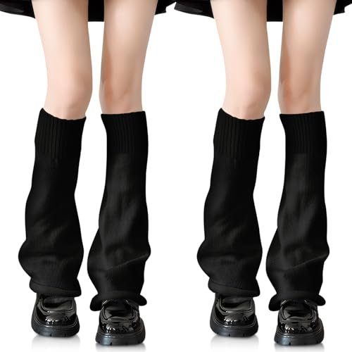 YUWJOOWEE 2 Paar Stulpen für Damen, Lange Beinwärmer Damen, Gestrickte Thermo Beinwärmer für Winter, Beinstulpen damen für Frauen, Mädchen