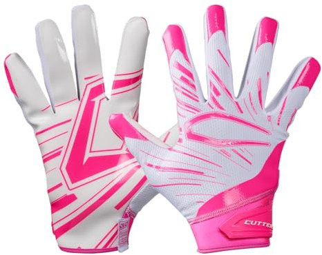 Cutters Youth Game Day Pro Fußball-Empfänger-Handschuhe, Weiß/Pink, Medium
