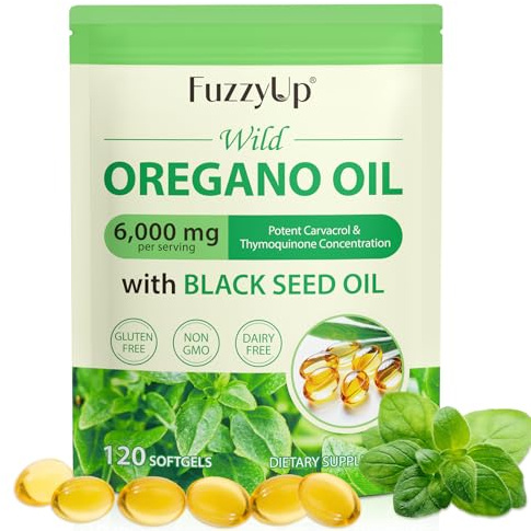 Oil of Oregano, Huile d Origan et Nigelle, Huile d'origan 2 en 1 (6000 mg) avec Huile de Nigelle (200 mg),Carvacrol (165 mg),Biologique, Sans OGM,Favorise la Santé Immunitaire et Digestive,120 Gélules