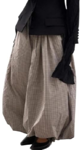 RONICY Bloomers Harem Pants Boho Lantern Balloon Pants Women Summer Elastic Waist Long Trousers Casual Vacation Outfits (Brown,Medium)