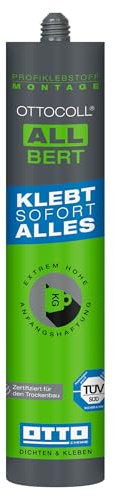 OTTO-COLL ALLBERT 1K Hybridklebstoff Schwarz 290 ml – Universal Montagekleber für Holz, Metall, Glas, Spiegel, Beton, Fliesen, Trockenbau – Elastischer Hochleistungskleber