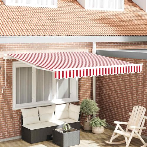 Generico Tenda Retrattile Rigato Rosso e Bianco 300 x 250 cm,Prato e Giardino,Vita all'aperto,Tende da sole-3329979