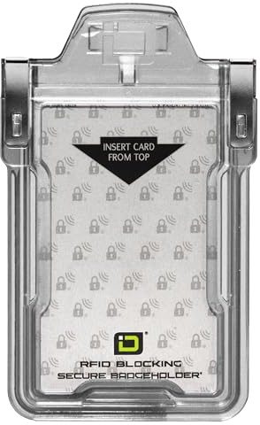 Identity Stronghold - Secure RFID Badge Holder for 1 Card - Heavy Duty Hard Plastic ID Badge Holder - USA Molded and Assembled - FIPS 201 Approved RFID Blocking Security - Clear