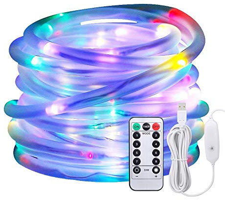 Afufu LED Lichtschlauch 13M 100er Lichterschlauch Bunt Mehrfarbig-Lichterkette Innen und Außen-Lichterkette USB-Wasserdicht IP65-3M Stromkabel-8 Modi Fernbedienbar Lichterketten RGB