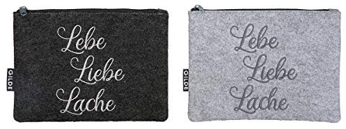 GILDE Tasche Lebe, Liebe, Lache Krimskrams für die Handtasche Filz Breite 20 cm, Geschenk, Einkaufen