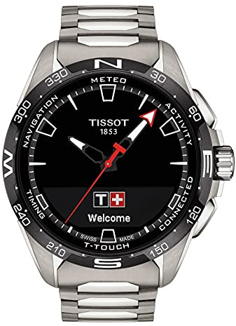 Tissot Unisex T-Touch Connect Solar Antimagnetic Titanium Case Swiss Tactile Quartz Watch with Strap, Grey, 23 (Model: T1214204405100)