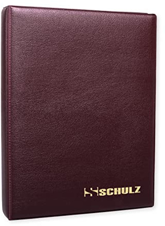 Coin Collection Album – 50p £1 £2 A-Z 10 pence 10p Storage Binder – Mini Handy Pocket Collecting Holder - Protect and Store 120 Coins - Original SCHULZ Coin Album in Burgundy