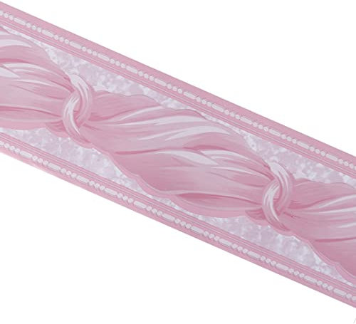 PATIKIL 3.94 Parete Carta, Bordi Auto Bastoncino Muro Rivestimento PVC Pavimento Bordi per Cucina Bagno Camera letto Parete Decorazione Onda Motivo, 32,8 Piedi Rosa