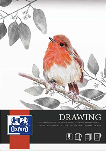 Oxford Zeichenblock A4, 40 Blatt, 160g säurefreies, recycelbares Papier, White