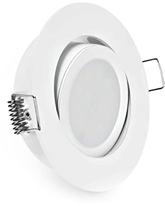 CONCEPTRUN LED Einbaustrahler Niedervolt rund schwenkbar weiß 68mm-75mm Einbaudurchmesser inkl. MR16 Gx5.3 Fassung 12V AC DC (Modell: RD3012V) (Kaltweiß)