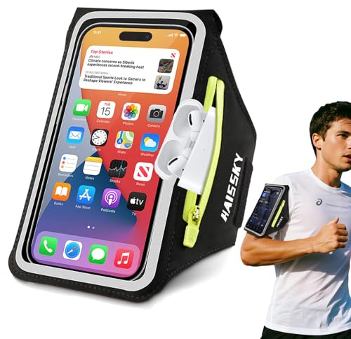 Fascia da Braccio Porta Cellulare Corsa con Borsa Auricolare, Sportiva da Braccio Portacellulare per Correre 6.9 Armband per iPhone 16 15 14 13 11 Pro Max Plus Galaxy S25 Xiaomi Porta Telefono Corsa