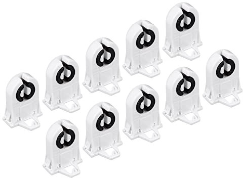 QUARKZMAN 2A T8 G13-F266 Tubo Presa x 8pz non-Deviato Singolo Testa Fluorescente Lampada Supporto G13 Base per LED Fluorescente Tubo Ricambi, [Bianco]