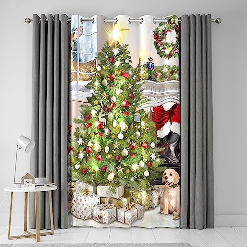 Fusion - Albero di Natale - Tenda a pannello singolo con occhielli, 138 x 214 cm, multicolore