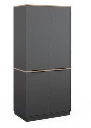 Vicco Kleiderschrank Betti, Flügeltürenschrank, Anthrazit/Eiche, 82 x 179 cm mit 4 Türen