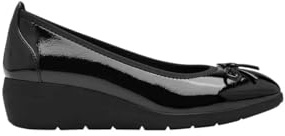 Jana Damen Ballerinas mit Keilabsatz Vegan, Schwarz (Schwarz Lack), 37 EU