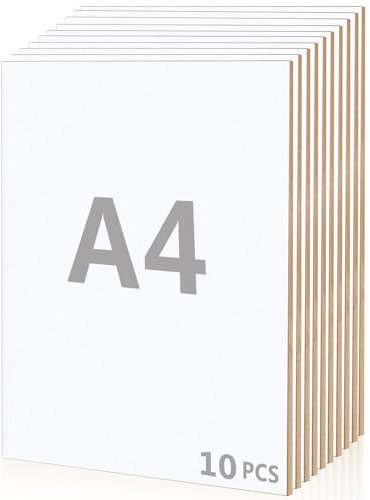 10 Piezas A4 MDF Tablero Madera 300 x 210 x 3 mm, Densidad Media de Fibra de Madera, Tablero MDF para Grabado Láser, Pintura y Decoración (Blanco)