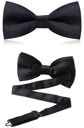 LiJuanWang Fliege Herren,2 Stück Klassische Fliegen für Männer,Herren Fliege Schleife für Hochzeit Party,Schmale Smoking Fliege Schleife mit Haken,Bow Tie für Hochzeit Abend Kostüm Zubehör (Schwarz)