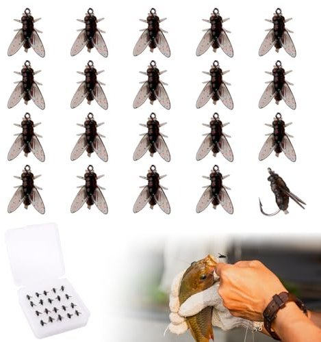 20stk Fliegenfischköder, 9x8x6mm Fliegenköder Fliegende Köder Fliegenfischer-Set für Forellen Fliegenfischen Weiche Angelköder Fliegenfischköder zum Angeln Haken Ausrüstung Männer