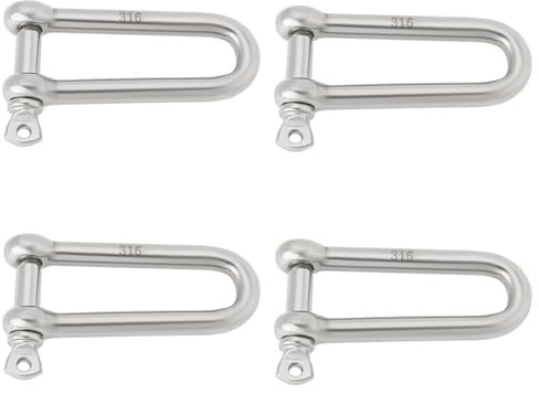 The Lord of the Tools 4 x 8 mm D-Schäkel aus 316 Edelstahl, lange Form, Schäkel mit Ösenschraube für Wassersport, Garten, Landschaftsbau, Outdoor- und Camping-Aktivitäten
