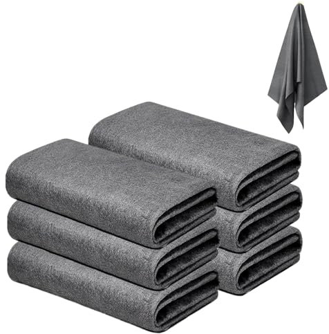 flintronic Paño de Limpieza Mágico, 6PCS Bayetas Microfibra para Cristales sin Pelusa, 30 * 30CM, Bayetas de Limpieza de Microfibra sin Rayas Reutilizables para Limpiar Cristales para Ventana, Coche