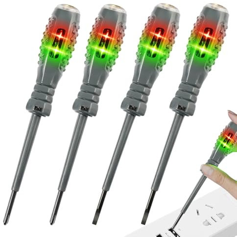 HOVCEH 2-in-1 High Torque Strong Magnetic Screwdriver Electricity Detector, 4 Stück Spannungsprüfer mit Schraubendreher, berührungsloser Spannungsprüfer mit AC-Reichweite 12 V-220 V, Null