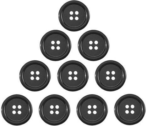 10STK Schwarz Knöpfe zum Annähen, 30mm Groß Harz Knöpfe für Mantel, 4 Löcher Schwarze Knöpfe Rund Knöpfen zum Basteln Groß Knöpfe für Jacke Mantel Hemd DIY Handwerk