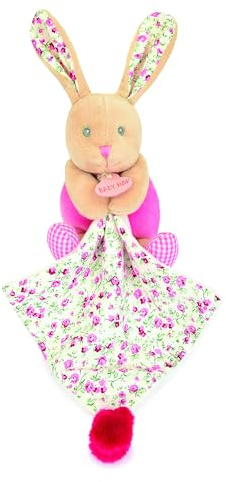 Baby Nat' - Pantin avec Doudou Lapin Poupi Rose - Peluche - 15 cm - BN6036 | Doudou Naissance - Pantin Lapin Réconfortant - Jouet d'Éveil Facile à Attraper - Lavable à 30° - Idée Cadeau Naissance Fille