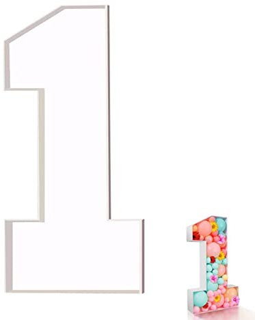 Nummer 1Balloon Box 28,74 Zoll Nummer 1 Dekorative Ballon Füllung Kt Board Box Nummer Rahmenmodellierung Ballon Box (nicht enthaltene Luftballons) Ballon