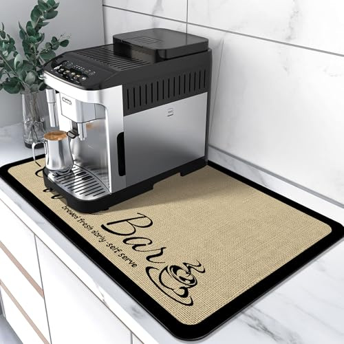 Alfombrilla Cafetera Antideslizante,Alfombrilla Escurreplatos Absorbente y de Secado Rápido Alfombrilla de Goteo para Mostrador de Encimera Cocina y Cafetera (40x60cm)