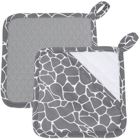 Multifunction Pot Holders With Pocket,2 Pieces Pot Holders For Kitchen Heat Resistant,For Kitchen Cooking And Baking (Grey Lattice)