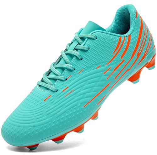 DimaiGlobal Chaussures de Football Crampons Homme Femme Chaussures de Futsal Professionnelles Adolescents Antidérapants pour l'entraînement Chaussures de Sport 38EU Turquoise