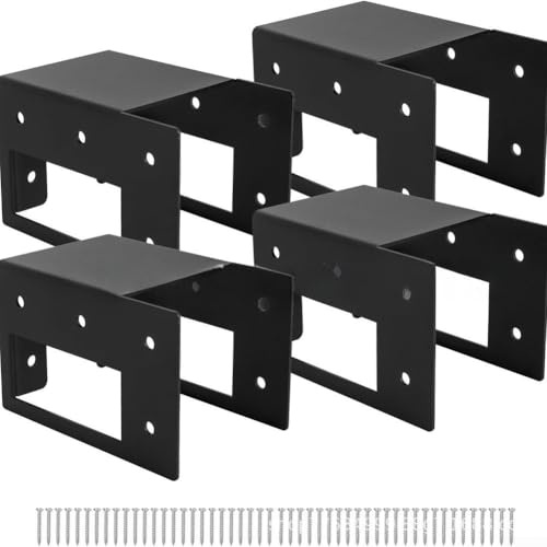 Estante de almacenamiento de leña ajustable de alta resistencia, acero galvanizado para interiores y exteriores, soporte de madera para garaje, patio, color negro (4 piezas)
