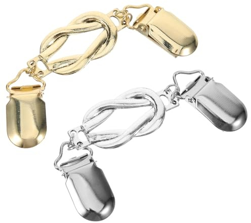 JEWEDECO Pinzas Cuello de Cárdigan Vintage, 2 Piezas en Aleación Resistente, Colores Plata Antigua y Oro Antiguo, Clips Decorativos y Funcionales para Suéter, Chal y Ropa de Mujer