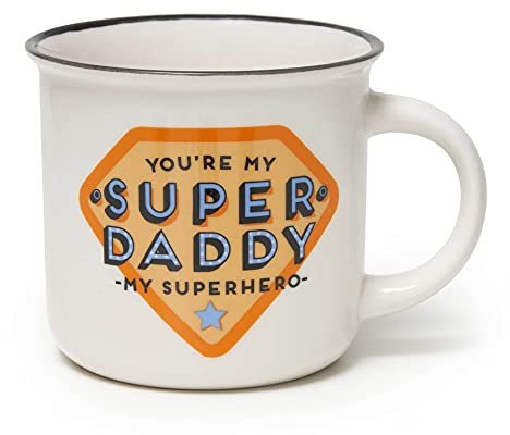 Legami - Cappuccinotasse, Super Daddy Thema, New Bone China Porzellan, Take a Break Collection, Fassungsvermögen 350 ml, spülmaschinenfest
