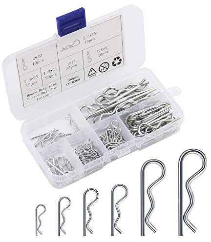 AIEX 100pcs Cotter Pins, Clips en Acier Goupilles Fendues en Acier Goupille Fendue r Clips Goupilles Fendue Clips r pour Attelage (6 Tailles)